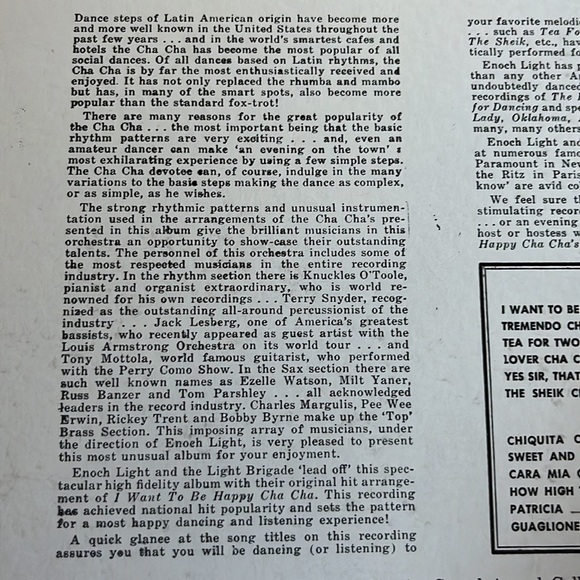 Vintage LP album I want to be Happy Cha Chas Enoch Light and the Light Brigade - Picture 9 of 16